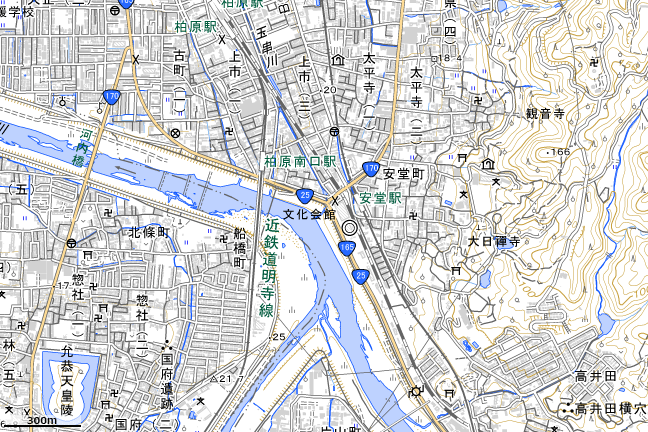 地形図：安堂駅付近