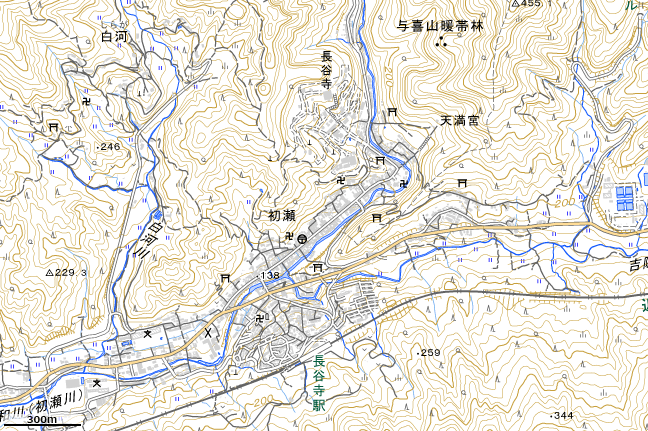 地形図：長谷寺駅付近
