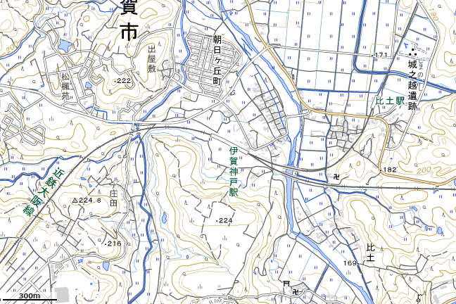 地形図：伊賀神戸駅周辺