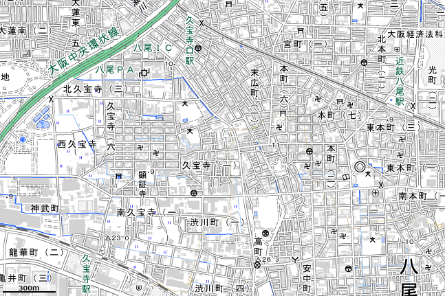 地形図：久宝寺口駅付近