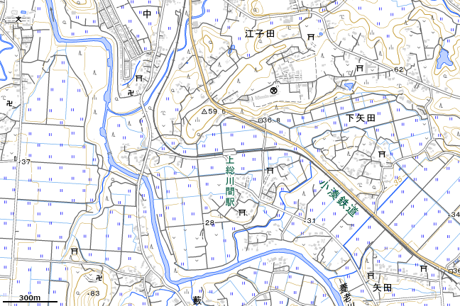 地形図:上総川間駅付近