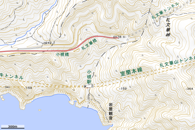 地形図:小幌駅周辺