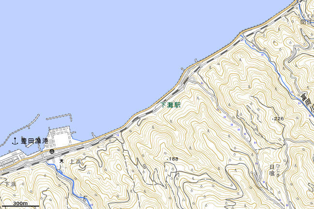 地形図:下灘駅付近