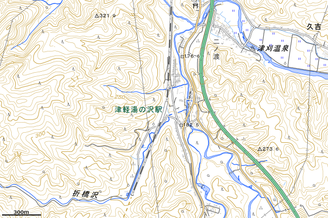 地形図:津軽湯の沢駅周辺