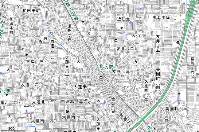 地形図：弥刀駅周辺