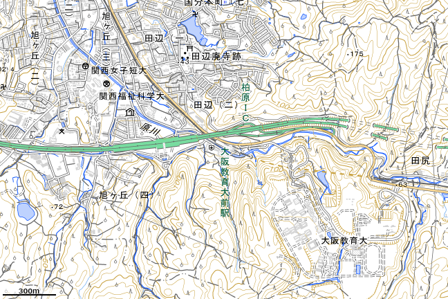 地形図：大阪教育大学前駅周辺