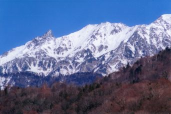 中尾高原から望む槍ヶ岳（岐阜県：2001年11月）