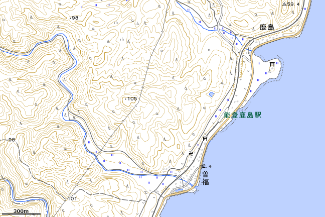地形図:能登鹿島駅周辺