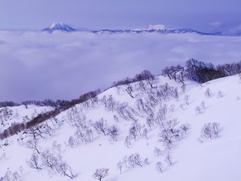 藻琴山から望む阿寒連山（北海道：2003年4月）