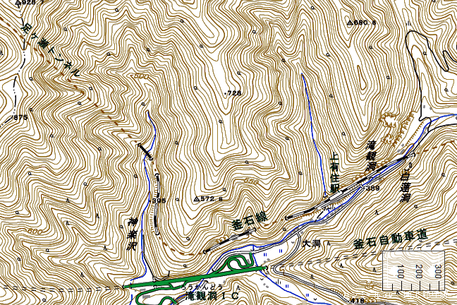 地形図:上有住駅周辺