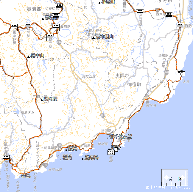 ルート図：小湊～八幡岬～大原
