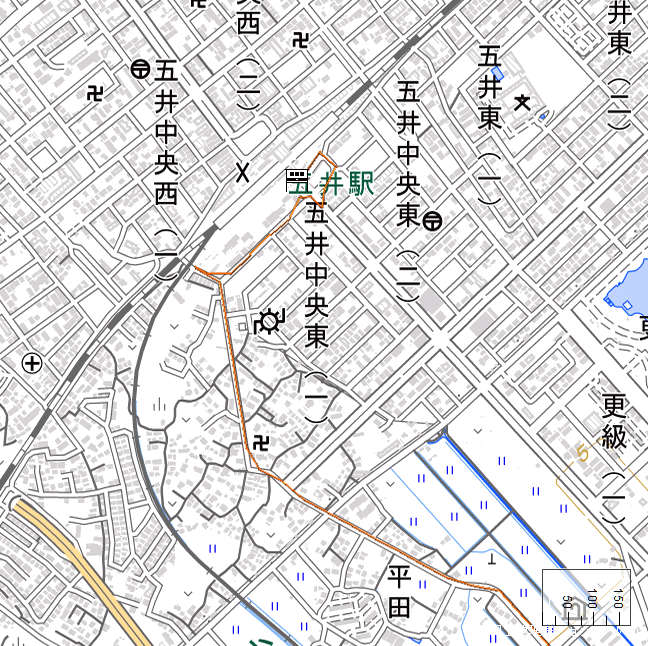 地形図：五井駅周辺 空撮画像：五井駅周辺