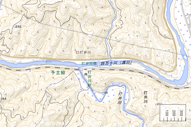 地形図:打井川駅周辺図