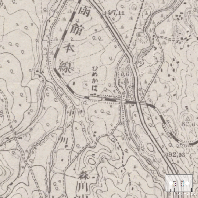 旧版地形図：姫川駅周辺（1928年発行）　地形図：姫川駅周辺