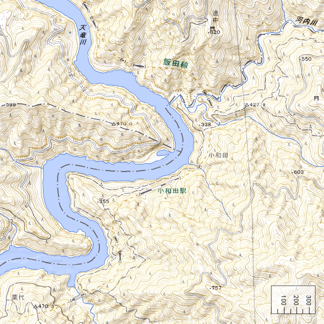 地形図：小和田駅・旧佐太集落付近