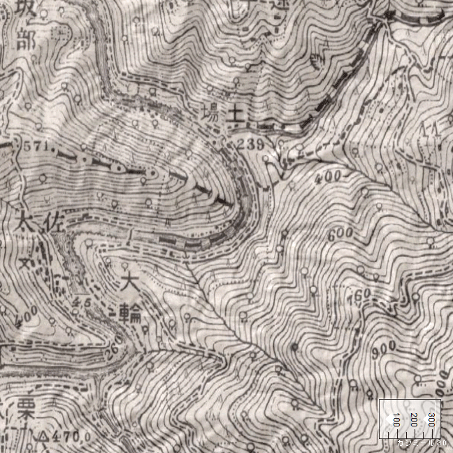 旧版地形図：小和田駅・佐太集落付近（1936年4月発行）　地形図：小和田駅・旧佐太集落付近