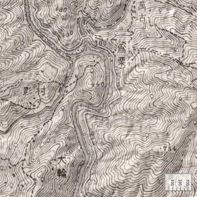 参考地形図：為栗大輪付近と天竜川湾曲点