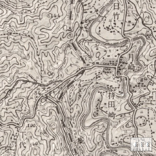 旧版地形図：月崎駅周辺（1947年5月発行）　旧版空撮画像：月崎駅周辺（1966年10月18日撮影）