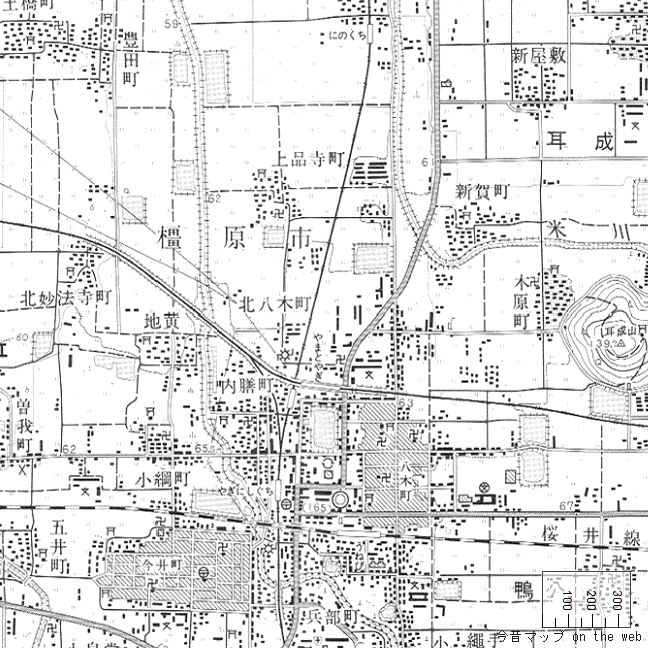 旧版地形図：大和八木駅周辺（1969年2月28日発行）