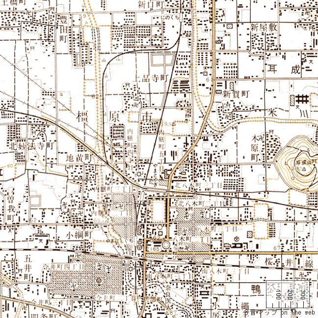 旧版地形図：大和八木駅周辺（1977年6月30日発行）