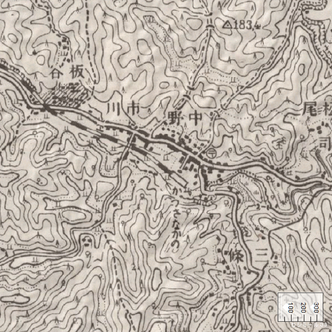 旧版地形図：上総中野駅周辺（1947年5月発行）　旧版空撮画像：上総中野駅周辺（1966年11月22日撮影）