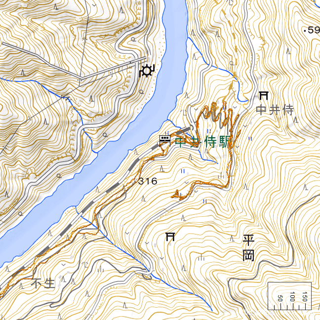 詳細地形図：中井侍駅周辺（2022年5月現在）