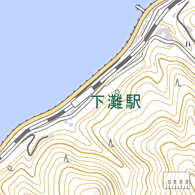詳細地形図：下灘駅周辺（2022年5月現在）