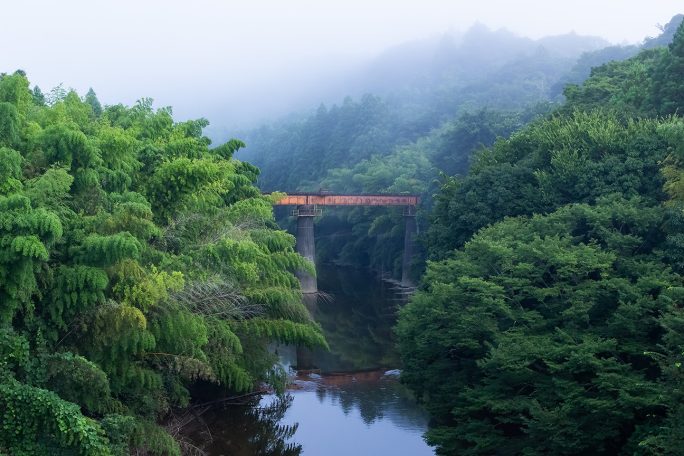 出発するとすぐに夷隅川に架かるいすみ鉄道の橋梁を眺める