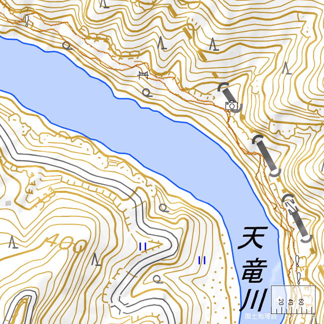 詳細地形図：中井侍（不當隧道）周辺（2022年8月現在）