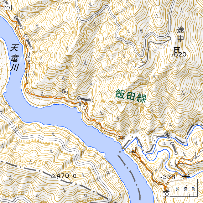 詳細地形図：中井侍（高瀬橋）周辺（2022年8月現在）
