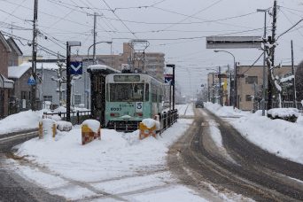 函館市電湯の川線・湯の川停留場（北海道：2016年1月）