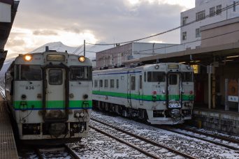 JR函館本線・森駅（北海道：2016年1月）