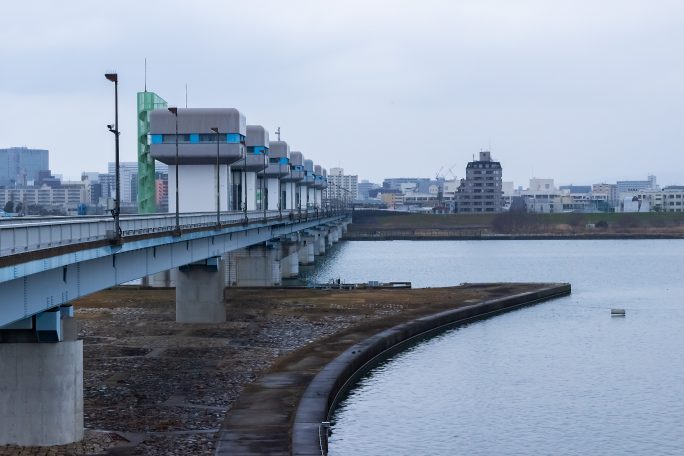 淀川・毛馬閘門付近（大阪府：2017年3月）