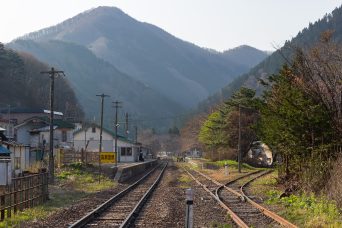 JR花輪線・湯瀬温泉駅（岩手県：2017年4月）