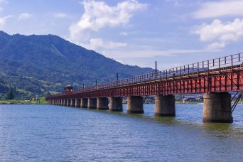 京都丹後鉄道宮舞線・由良川橋梁（京都府：2020年8月）