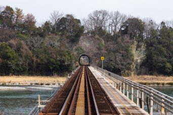 JR姫新線・東觜崎駅付近・揖保川橋梁（兵庫県：2022年3月）