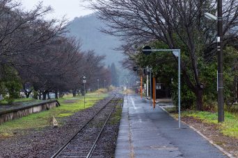 JR姫新線・月田駅（岡山県：2022年3月）