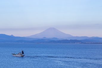 湘南海岸・江ノ島から望む富士山（神奈川県：2022年10月）