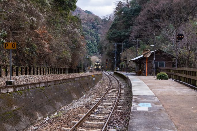 JR土讃線・坪尻駅・特急「南風」（徳島県：2022年12月）