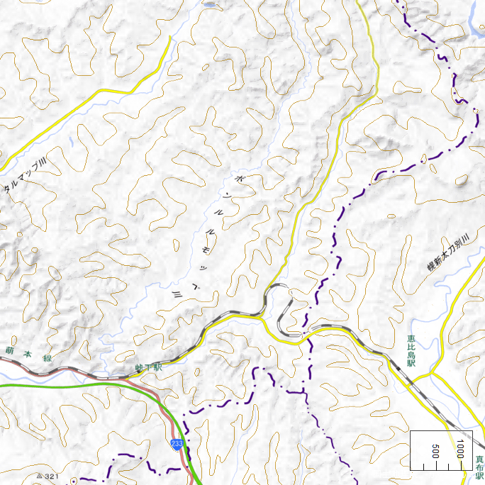 広域地形図：恵比島峠付近（2023年3月）