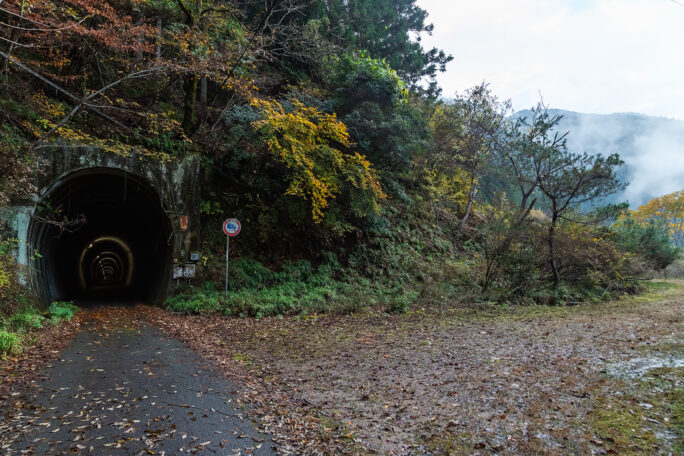 夏焼隧道お右手に広がる土場は大原トンネル掘削の際に出た土捨て場の跡である