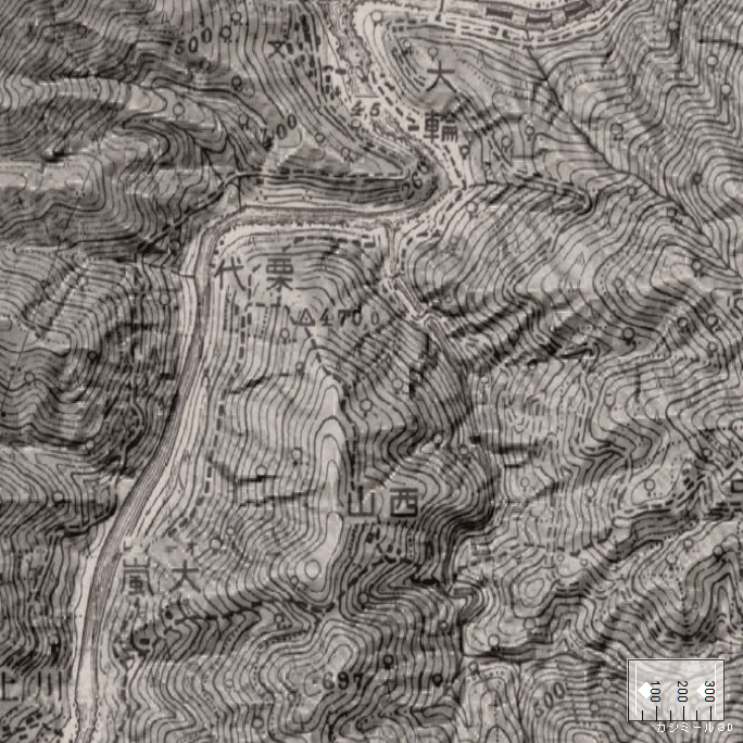 旧版地形図：大嵐集落～小和田集落周辺（1936年4月）