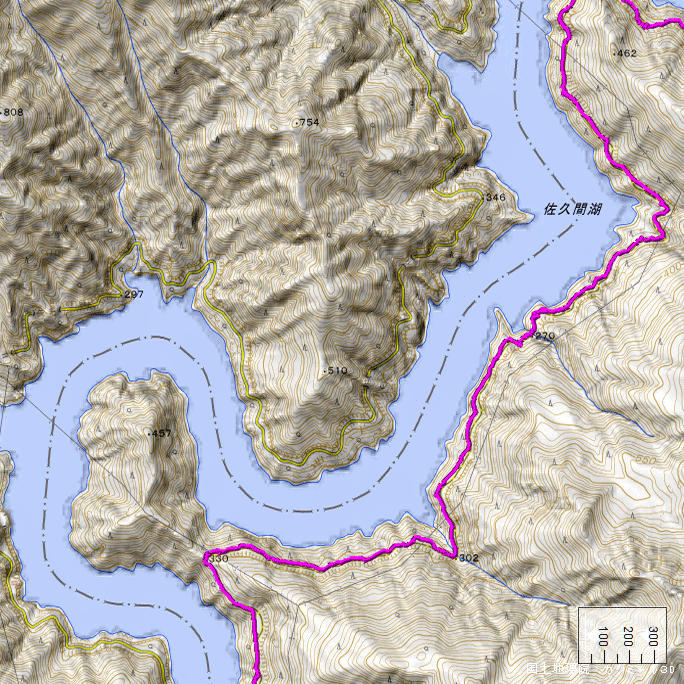 ルート図：山室集落跡～P330m（2023年7月）