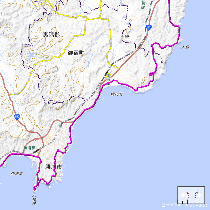 ルート図：勝浦湾～岩船漁港（2023年8月現在）
