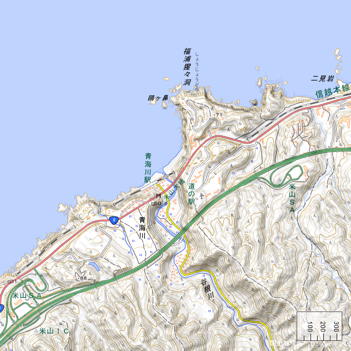 地形図：青海川駅周辺（2023年8月）
