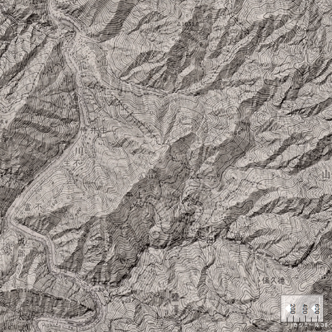 旧版地形図：伊那小沢～塩沢集落付近（1936年4月）旧版参考地形図：伊那小沢～塩沢集落付近（1936年4月）