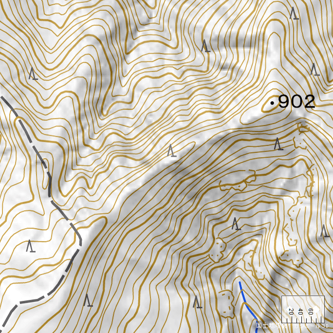 詳細地形図：萩の坂峠付近（2022年11月）参考地形図：萩の坂峠参考地形図（2022年11月）