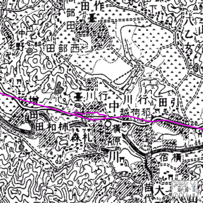 旧版地形図：上総中川駅周辺（1906年6月30日）