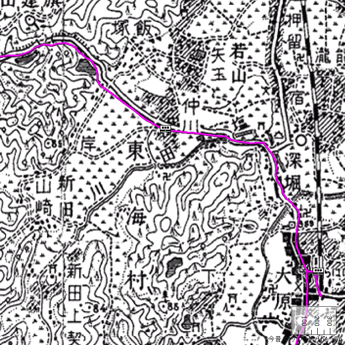 旧版地形図：西大原駅周辺（1906年6月30日）