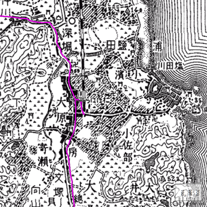旧版地形図：大原駅周辺（1906年6月30日）